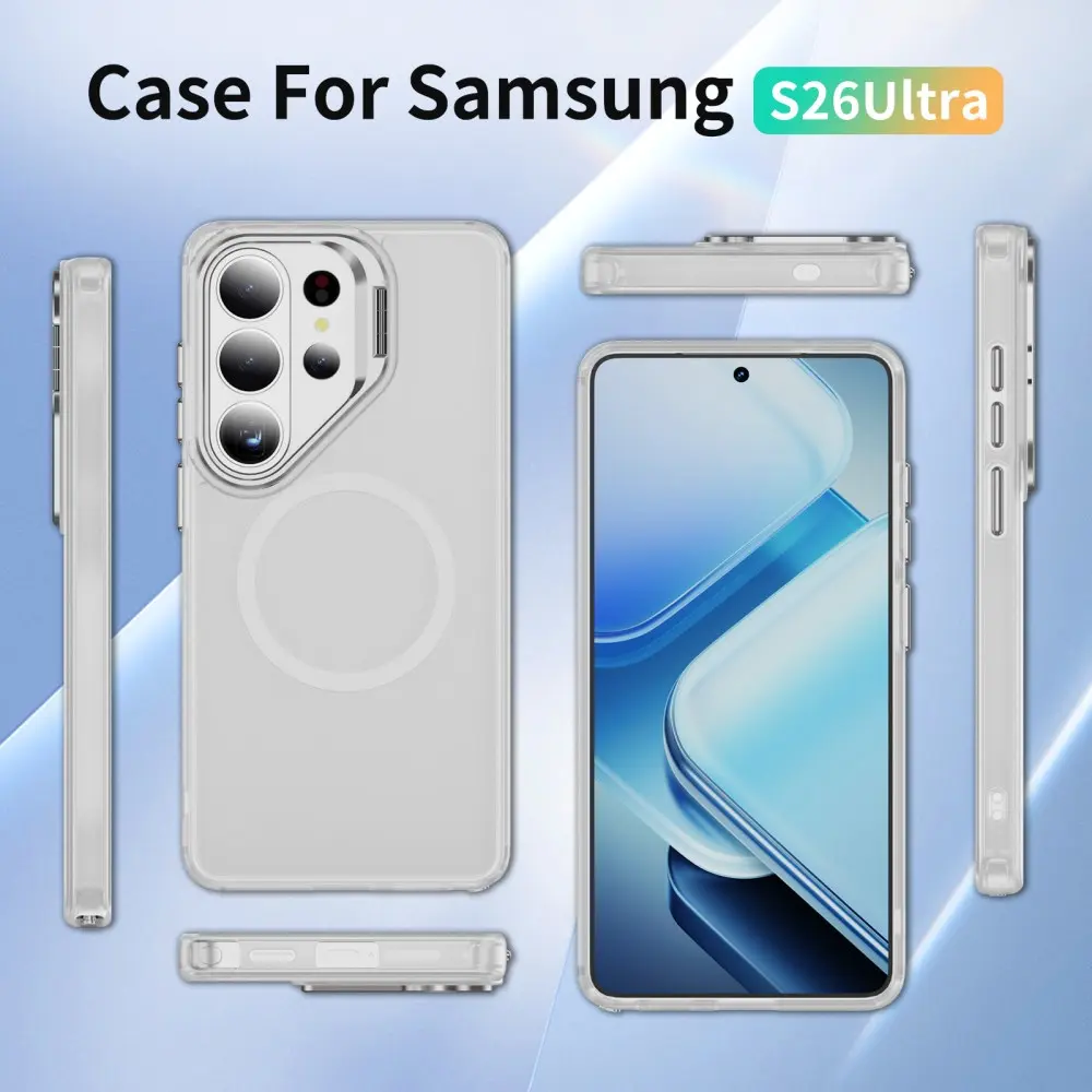 Samsung Galaxy S26 Ultra Hoesje MagSafe Back Cover met Camera Stand Transparant afbeelding 10