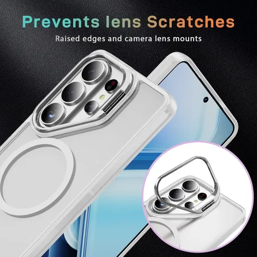 Samsung Galaxy S26 Ultra Hoesje MagSafe Back Cover met Camera Stand Transparant afbeelding 8