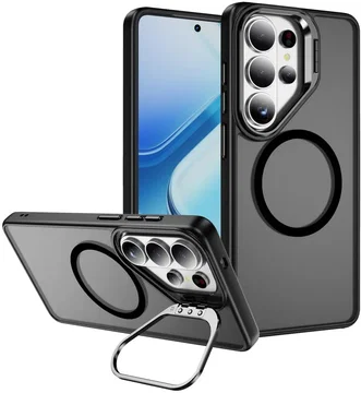 Samsung Galaxy S26 Ultra Hoesje MagSafe Back Cover met Camera Stand Zwart
