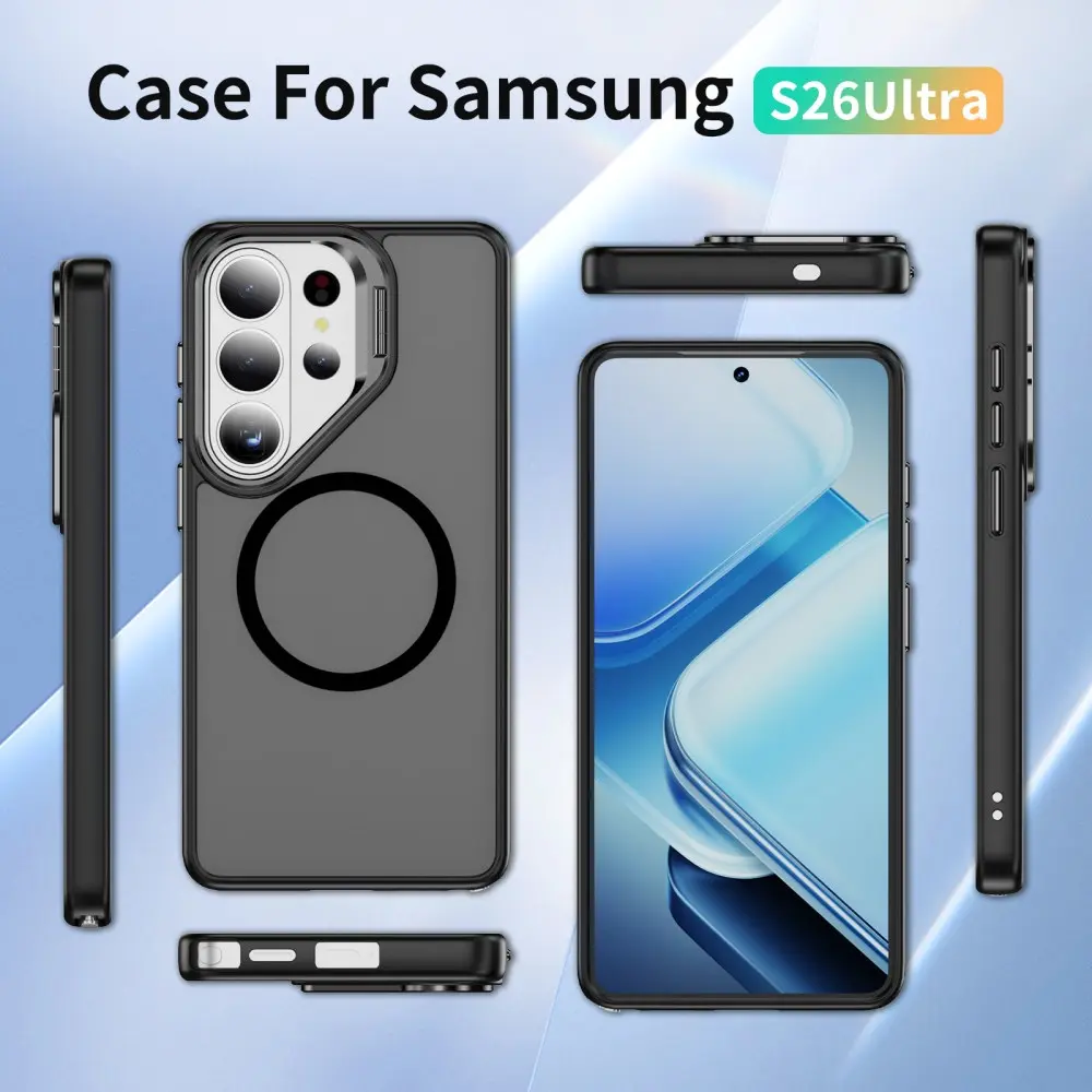 Samsung Galaxy S26 Ultra Hoesje MagSafe Back Cover met Camera Stand Zwart afbeelding 11