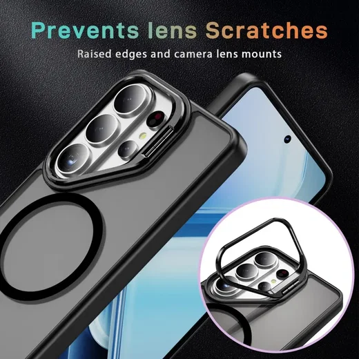 Samsung Galaxy S26 Ultra Hoesje MagSafe Back Cover met Camera Stand Zwart afbeelding 8