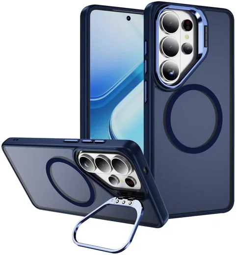 Samsung Galaxy S26 Ultra Hoesje MagSafe Back Cover met Camera Stand Blauw afbeelding 1