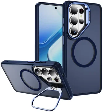 Samsung Galaxy S26 Ultra Hoesje MagSafe Back Cover met Camera Stand Blauw