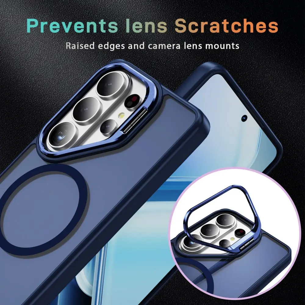 Samsung Galaxy S26 Ultra Hoesje MagSafe Back Cover met Camera Stand Blauw afbeelding 2