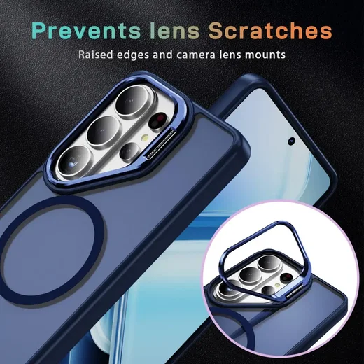 Samsung Galaxy S26 Ultra Hoesje MagSafe Back Cover met Camera Stand Blauw afbeelding 2
