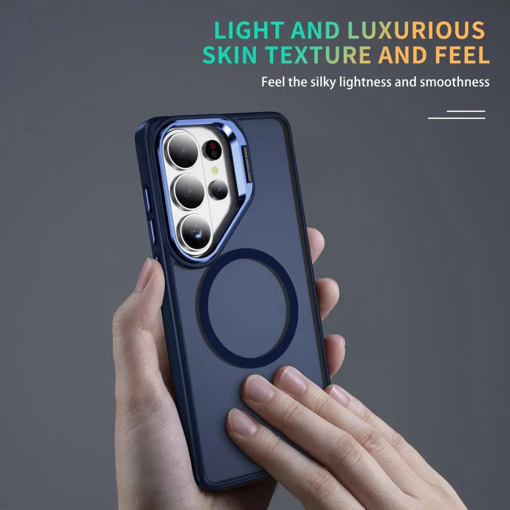 Samsung Galaxy S26 Ultra Hoesje MagSafe Back Cover met Camera Stand Blauw afbeelding 6