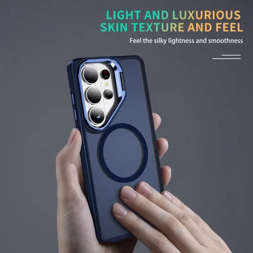 Samsung Galaxy S26 Ultra Hoesje MagSafe Back Cover met Camera Stand Blauw afbeelding 6