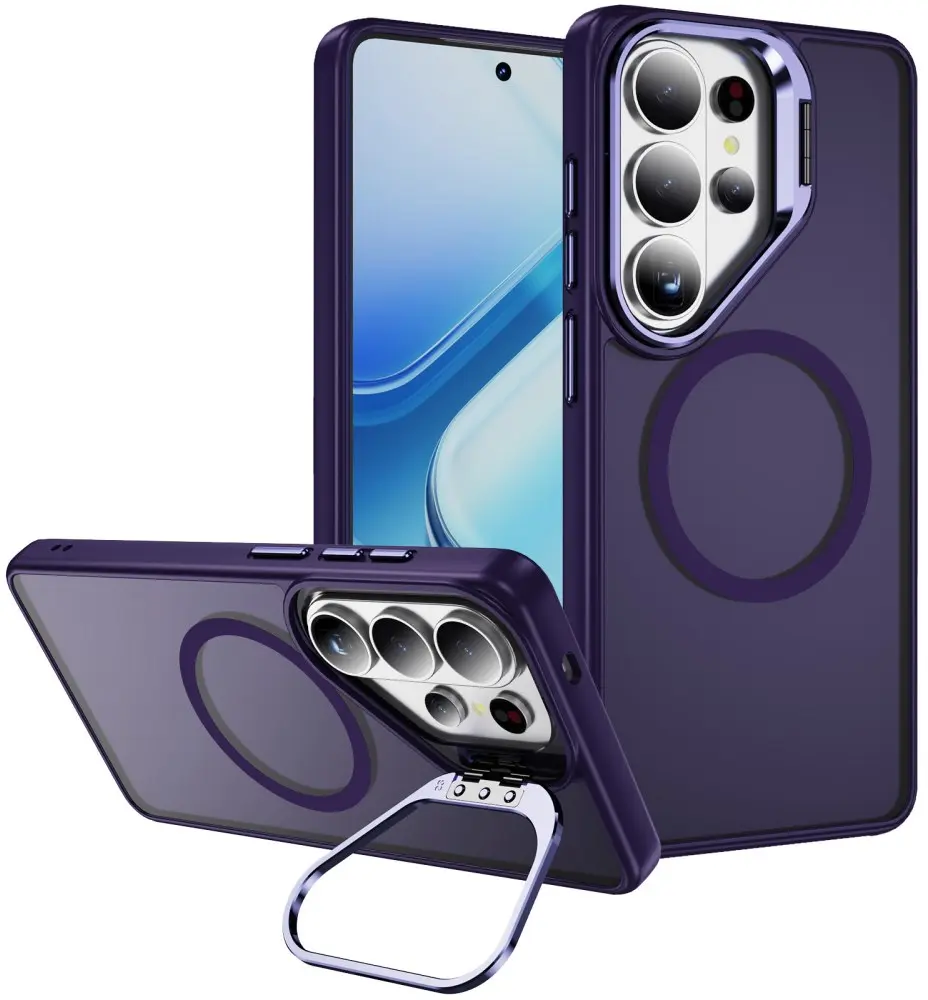 Samsung Galaxy S26 Ultra Hoesje MagSafe Back Cover met Camera Stand Paars afbeelding 1