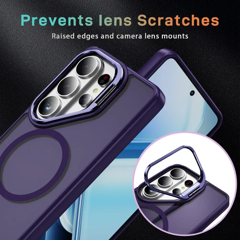 Samsung Galaxy S26 Ultra Hoesje MagSafe Back Cover met Camera Stand Paars afbeelding 2