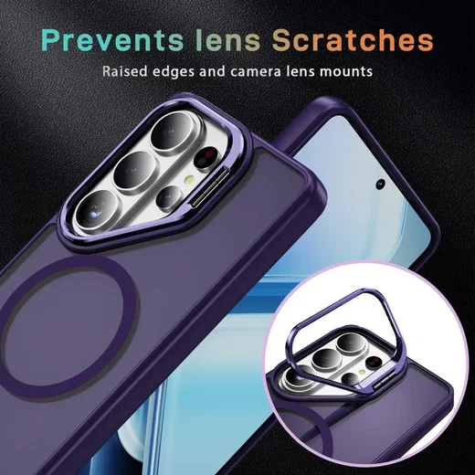 Samsung Galaxy S26 Ultra Hoesje MagSafe Back Cover met Camera Stand Paars afbeelding 2