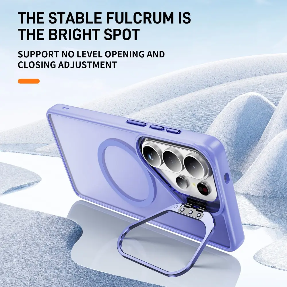 Samsung Galaxy S26 Ultra Hoesje MagSafe Back Cover met Camera Stand Licht Paars afbeelding 8