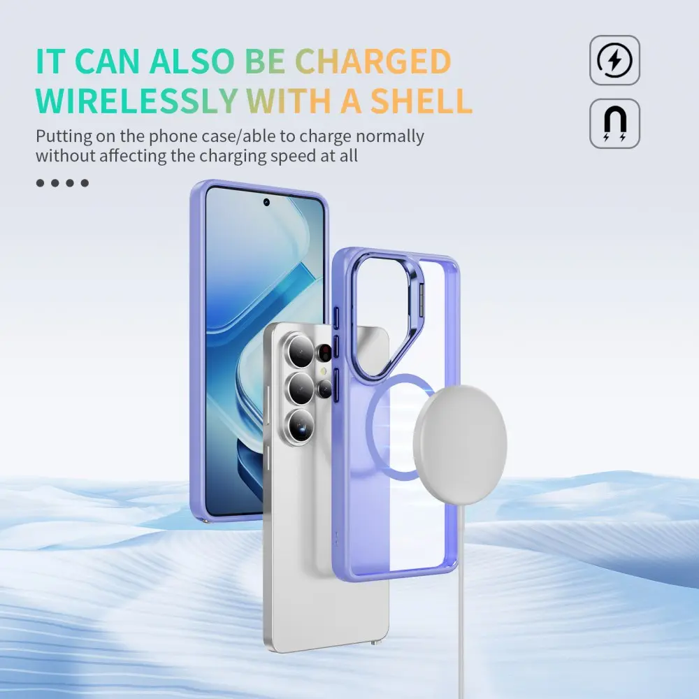 Samsung Galaxy S26 Ultra Hoesje MagSafe Back Cover met Camera Stand Licht Paars afbeelding 9