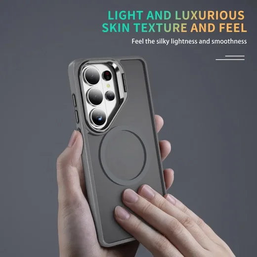 Samsung Galaxy S26 Ultra Hoesje MagSafe Back Cover met Camera Stand Grijs afbeelding 5