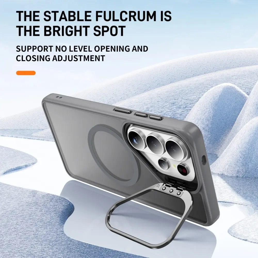 Samsung Galaxy S26 Ultra Hoesje MagSafe Back Cover met Camera Stand Grijs afbeelding 3