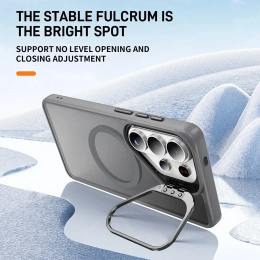 Samsung Galaxy S26 Ultra Hoesje MagSafe Back Cover met Camera Stand Grijs afbeelding 3