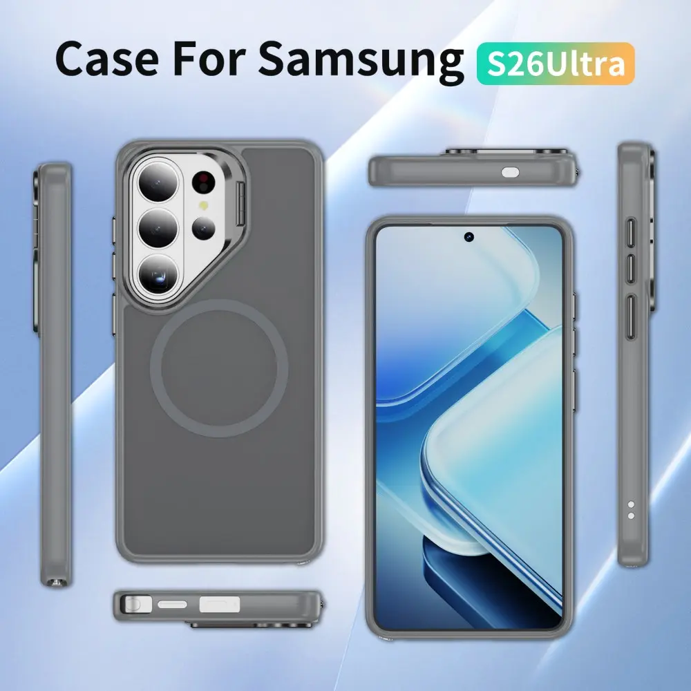 Samsung Galaxy S26 Ultra Hoesje MagSafe Back Cover met Camera Stand Grijs afbeelding 10