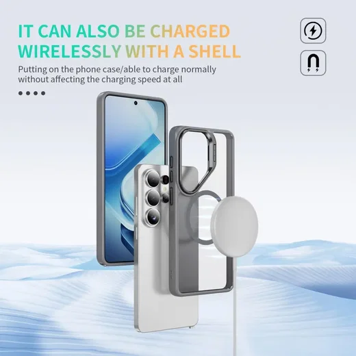 Samsung Galaxy S26 Ultra Hoesje MagSafe Back Cover met Camera Stand Grijs afbeelding 8