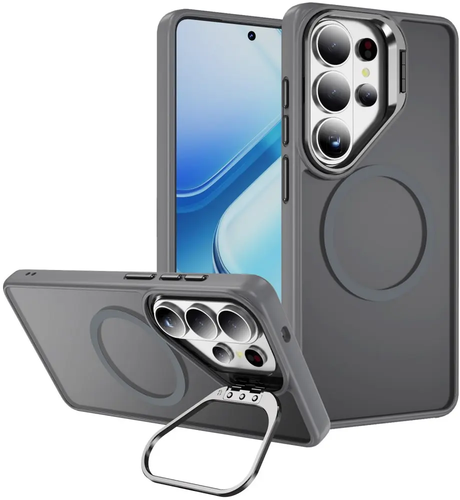 Samsung Galaxy S26 Ultra Hoesje MagSafe Back Cover met Camera Stand Grijs afbeelding 1
