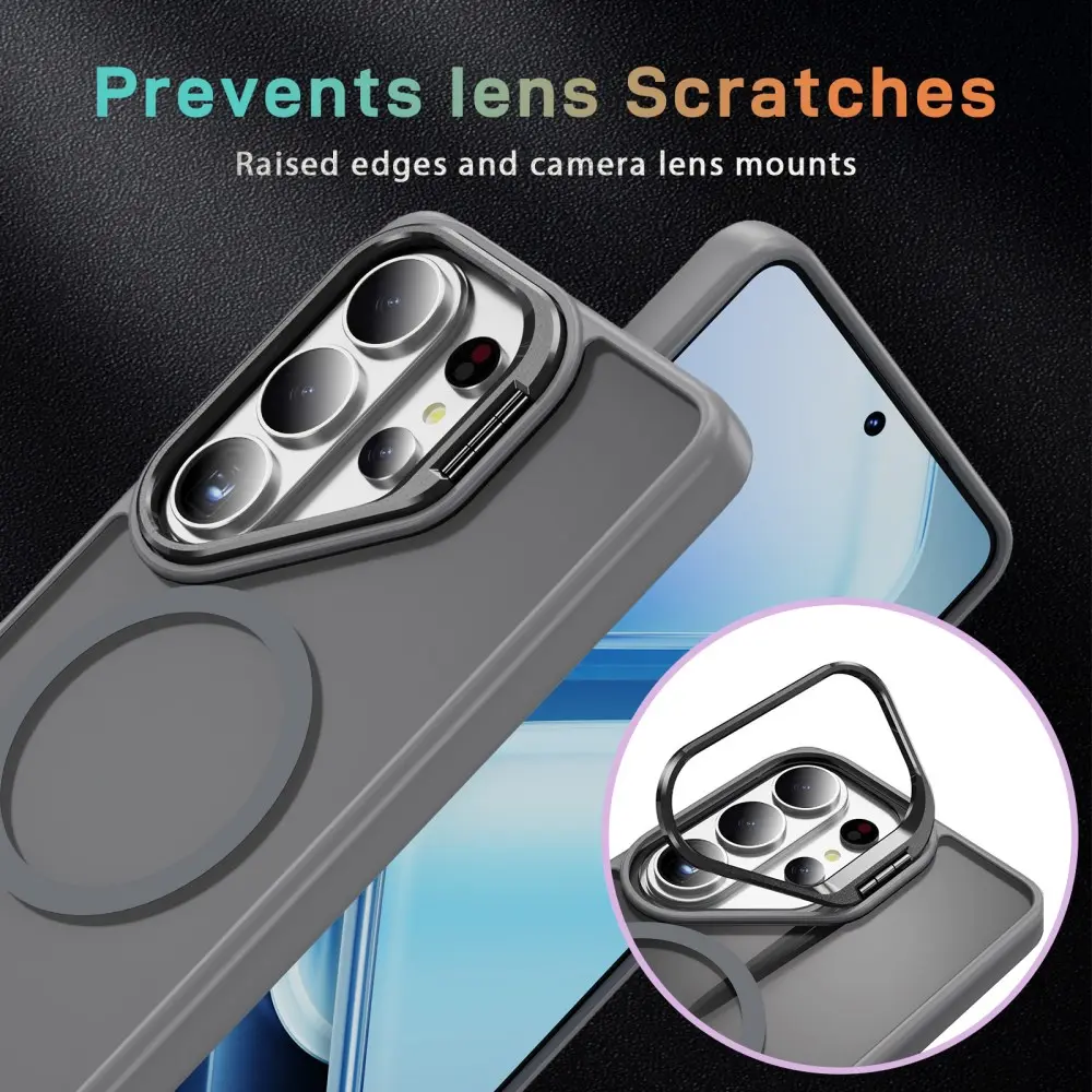 Samsung Galaxy S26 Ultra Hoesje MagSafe Back Cover met Camera Stand Grijs afbeelding 6