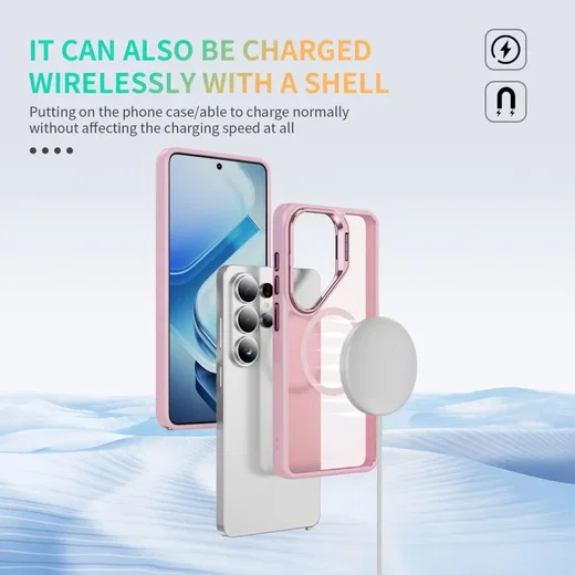 Samsung Galaxy S26 Ultra Hoesje MagSafe Back Cover met Camera Stand Roze afbeelding 7