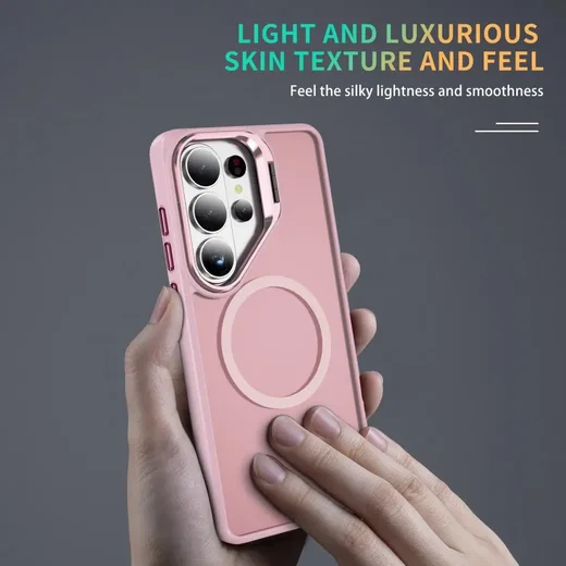 Samsung Galaxy S26 Ultra Hoesje MagSafe Back Cover met Camera Stand Roze afbeelding 5