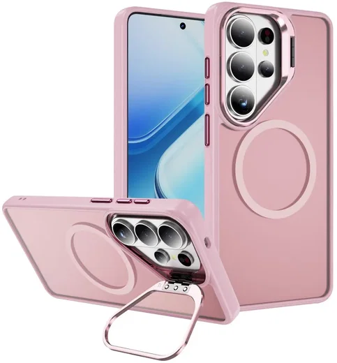 Samsung Galaxy S26 Ultra Hoesje MagSafe Back Cover met Camera Stand Roze afbeelding 1