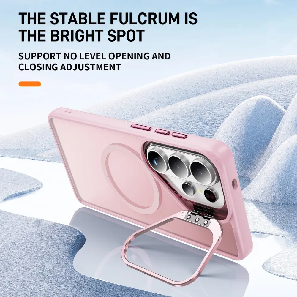 Samsung Galaxy S26 Ultra Hoesje MagSafe Back Cover met Camera Stand Roze afbeelding 3