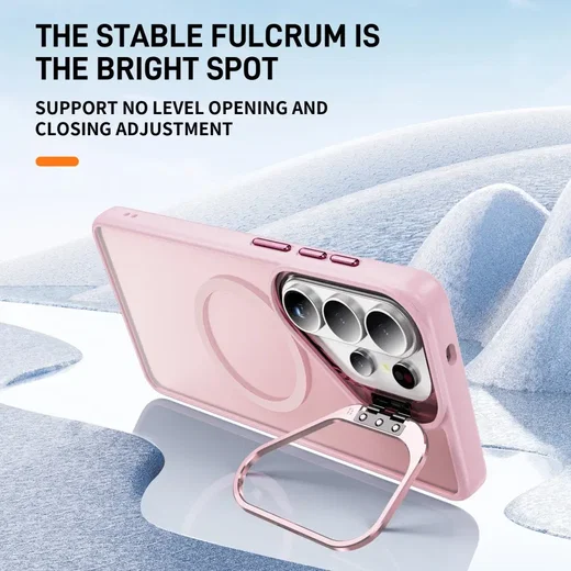 Samsung Galaxy S26 Ultra Hoesje MagSafe Back Cover met Camera Stand Roze afbeelding 3