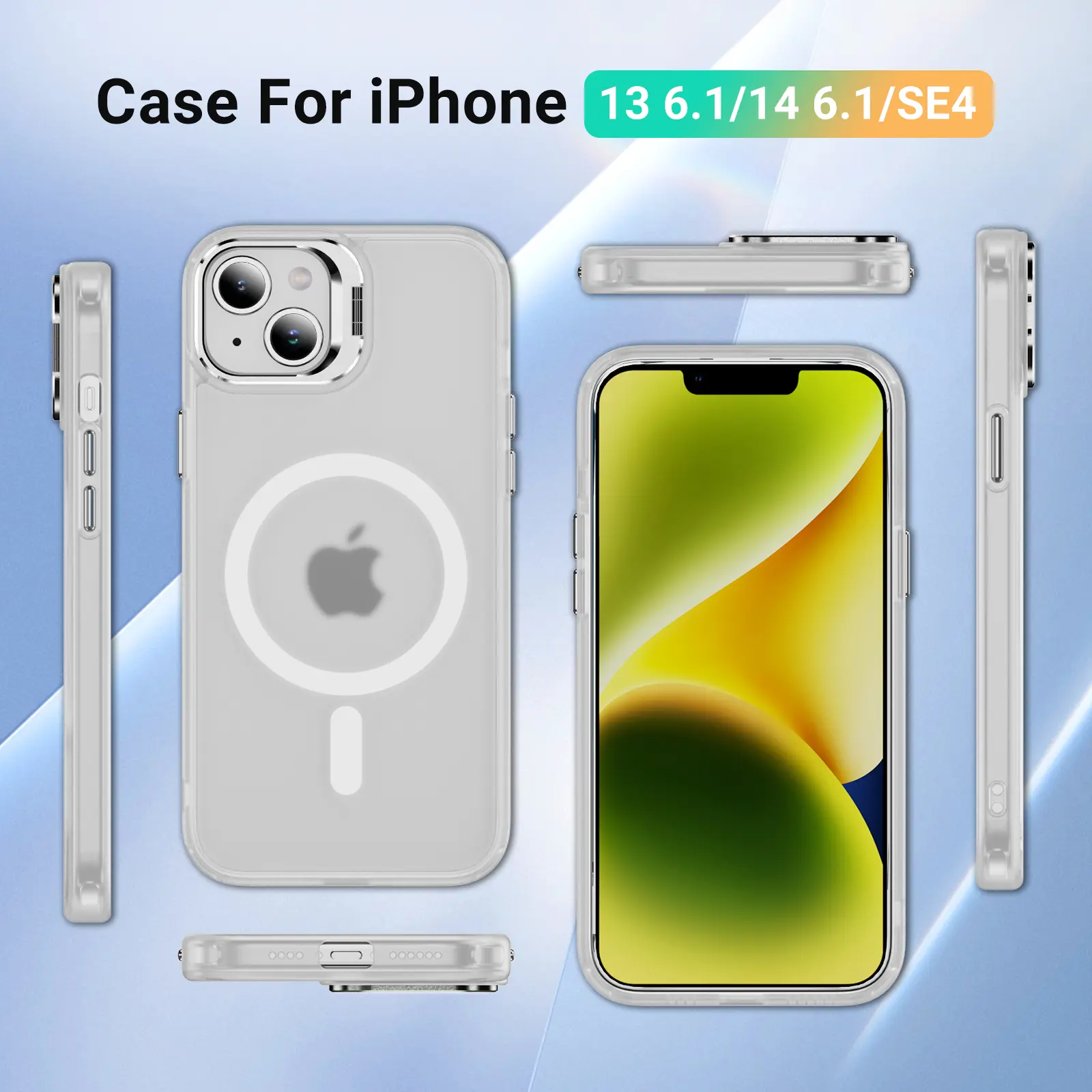 Apple iPhone 13 / 14 Hoesje MagSafe Back Cover met Camera Stand Transparant afbeelding 10