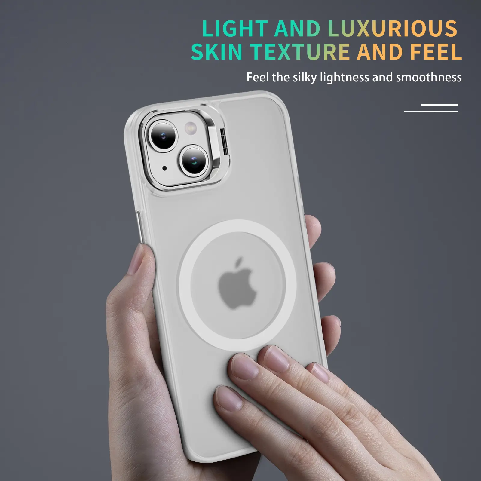 Apple iPhone 13 / 14 Hoesje MagSafe Back Cover met Camera Stand Transparant afbeelding 9