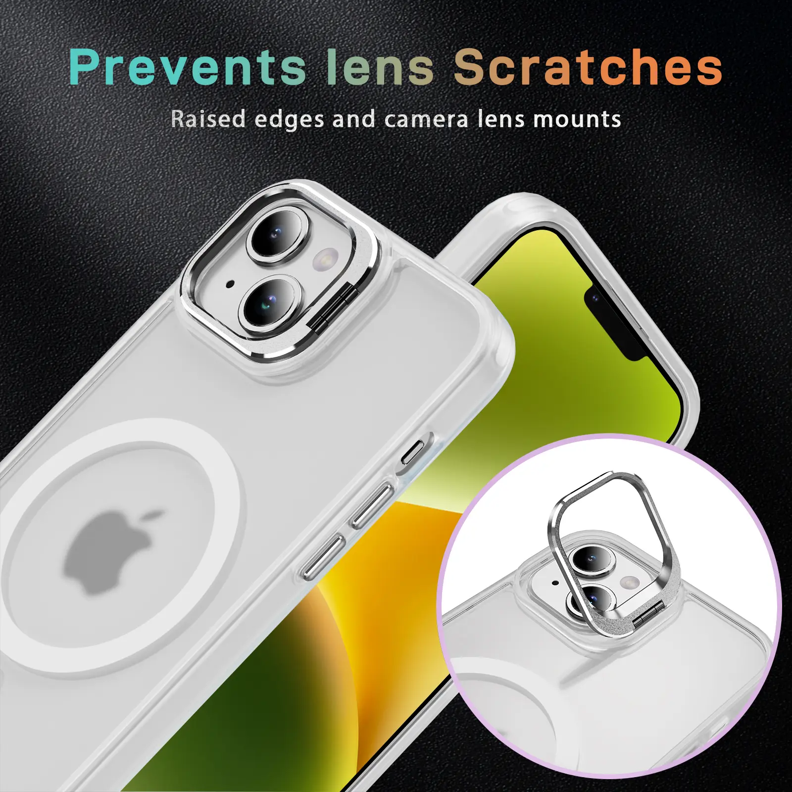 Apple iPhone 13 / 14 Hoesje MagSafe Back Cover met Camera Stand Transparant afbeelding 5
