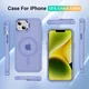 Apple iPhone 13 / 14 Hoesje MagSafe Back Cover met Camera Stand Licht Paars afbeelding 10