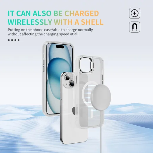 Apple iPhone 15 Hoesje MagSafe Back Cover met Camera Stand Transparant afbeelding 8