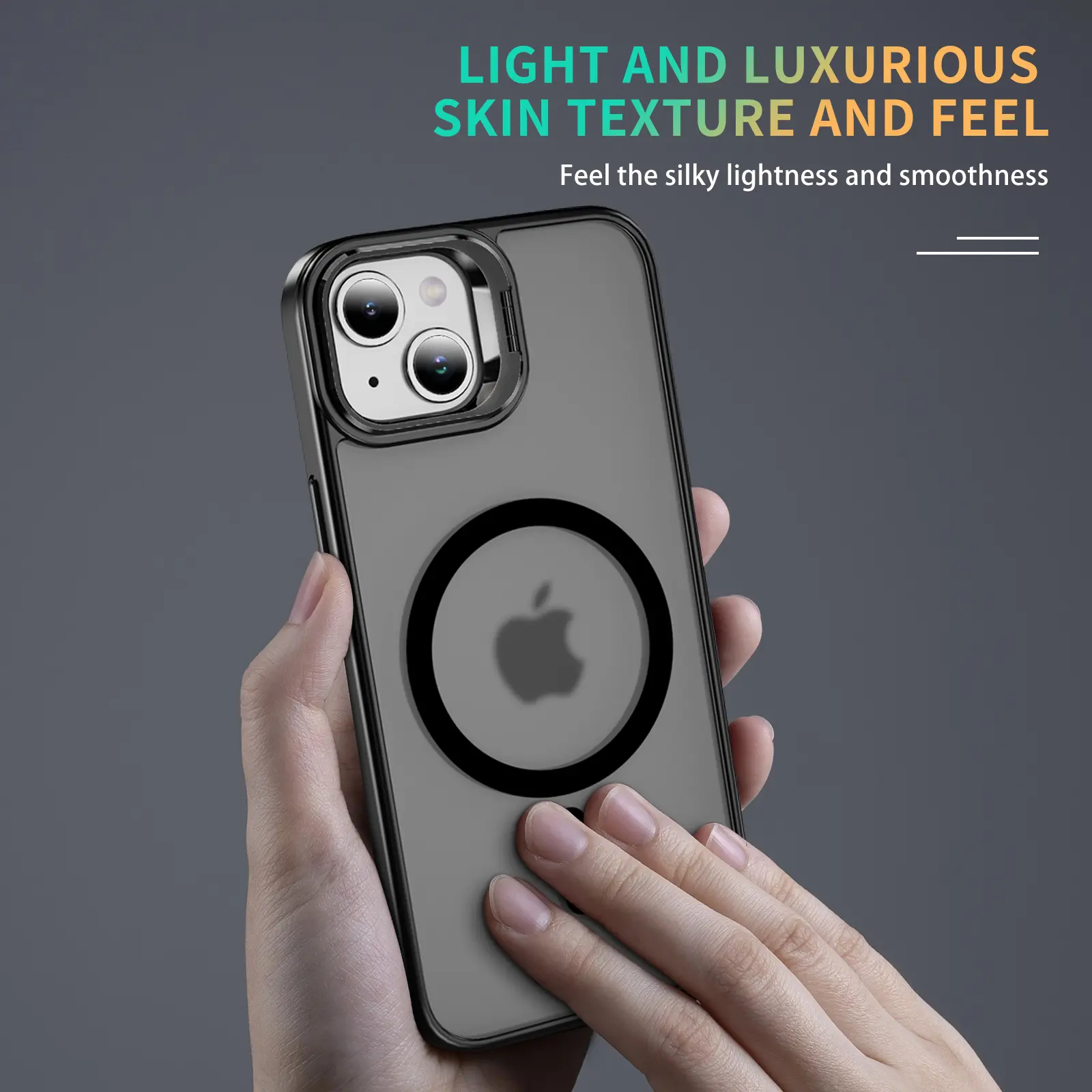 Apple iPhone 15 Hoesje MagSafe Back Cover met Camera Stand Zwart afbeelding 11