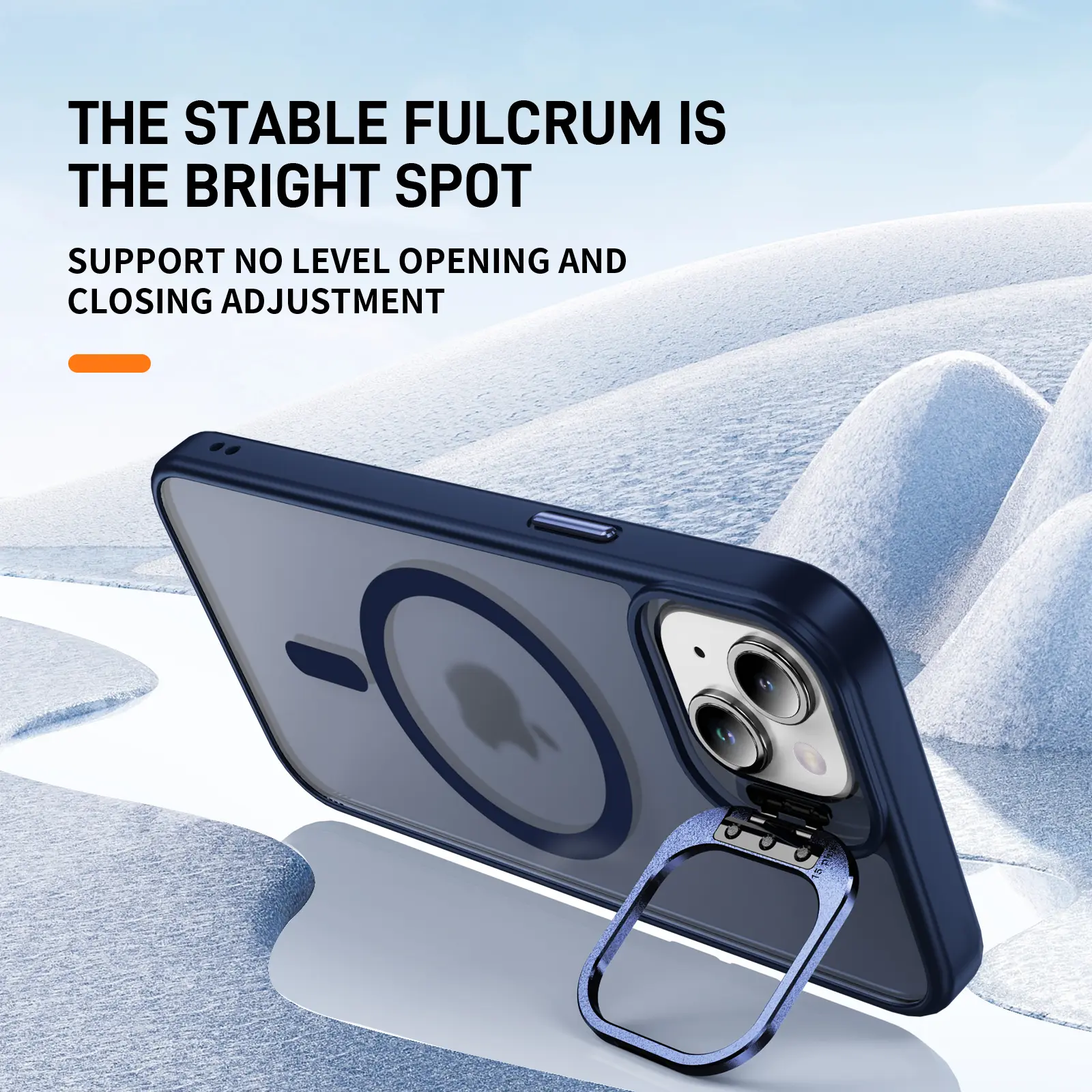 Apple iPhone 15 Hoesje MagSafe Back Cover met Camera Stand Blauw afbeelding 3