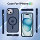 Apple iPhone 15 Hoesje MagSafe Back Cover met Camera Stand Blauw afbeelding 10