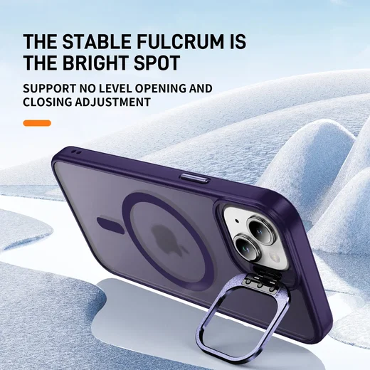 Apple iPhone 15 Hoesje MagSafe Back Cover met Camera Stand Paars afbeelding 3