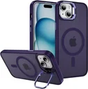 Apple iPhone 15 Hoesje MagSafe Back Cover met Camera Stand Paars