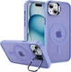 Apple iPhone 15 Hoesje MagSafe Back Cover met Camera Stand Licht Paars