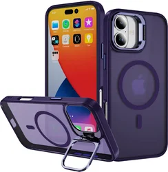 Apple iPhone 16 Hoesje MagSafe Back Cover met Camera Stand Paars afbeelding