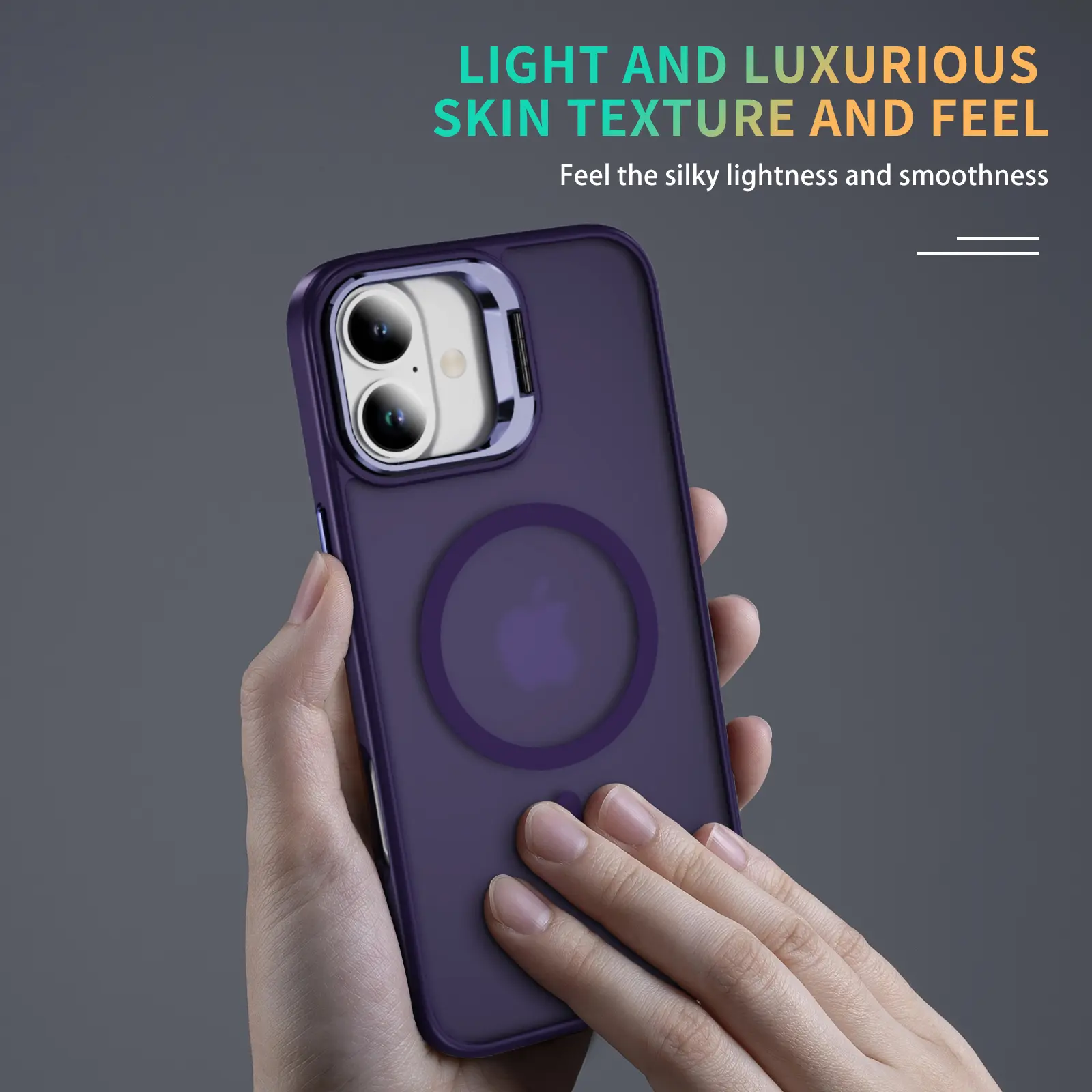 Apple iPhone 16 Hoesje MagSafe Back Cover met Camera Stand Paars afbeelding 8
