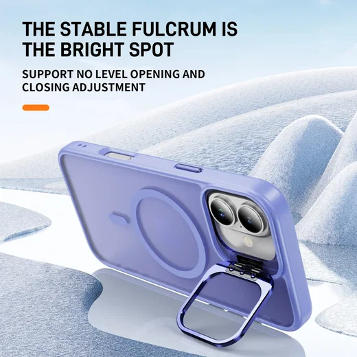 Apple iPhone 16 Hoesje MagSafe Back Cover met Camera Stand Licht Paars afbeelding 2
