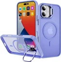 Apple iPhone 16 Hoesje MagSafe Back Cover met Camera Stand Licht Paars