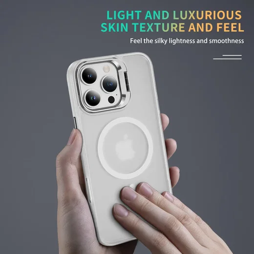 Apple iPhone 16 Pro Hoesje MagSafe Back Cover met Camera Stand Transparant afbeelding 10