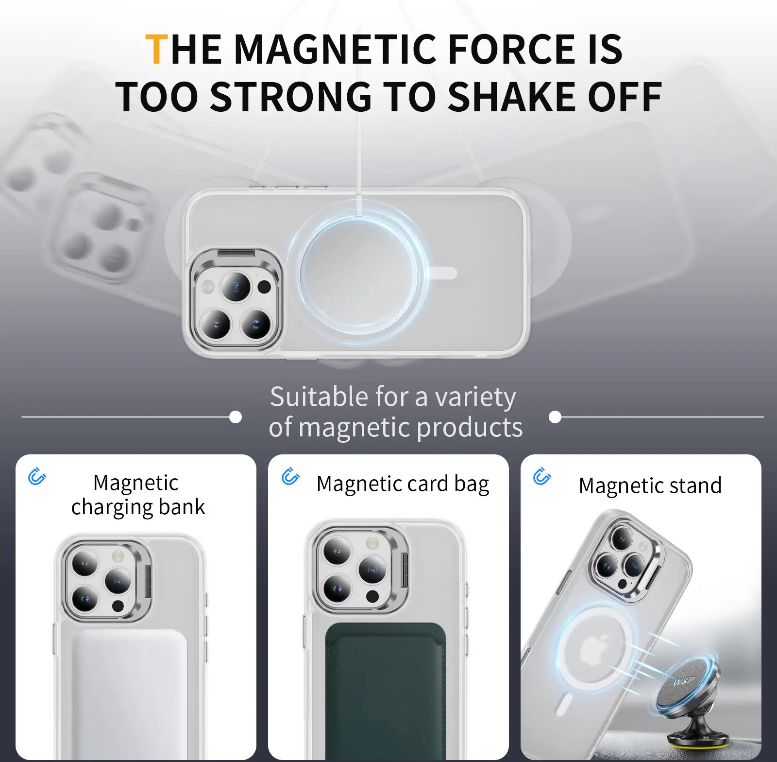 Apple iPhone 16 Pro Hoesje MagSafe Back Cover met Camera Stand Transparant afbeelding 5