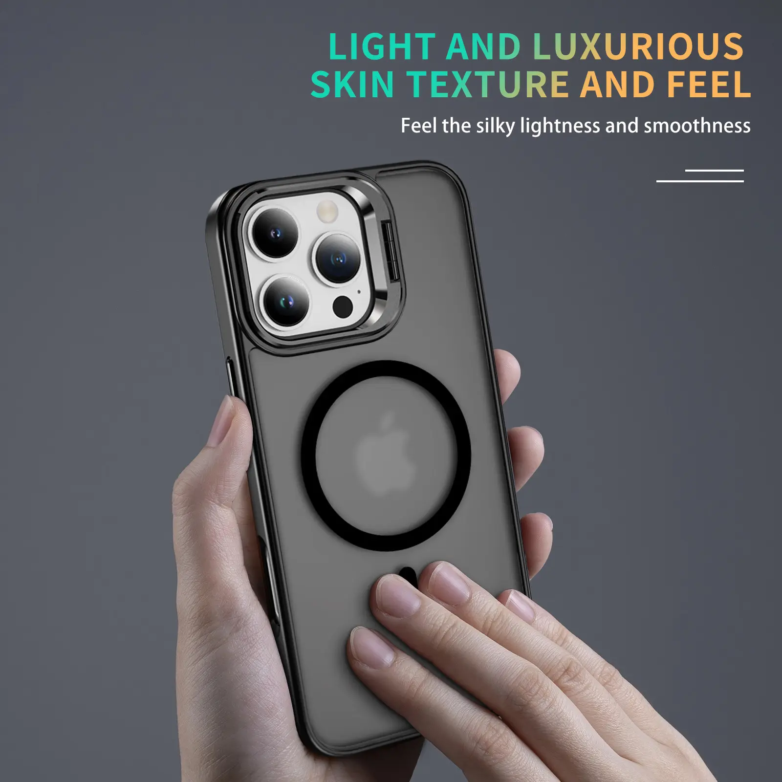 Apple iPhone 16 Pro Hoesje MagSafe Back Cover met Camera Stand Zwart afbeelding 9