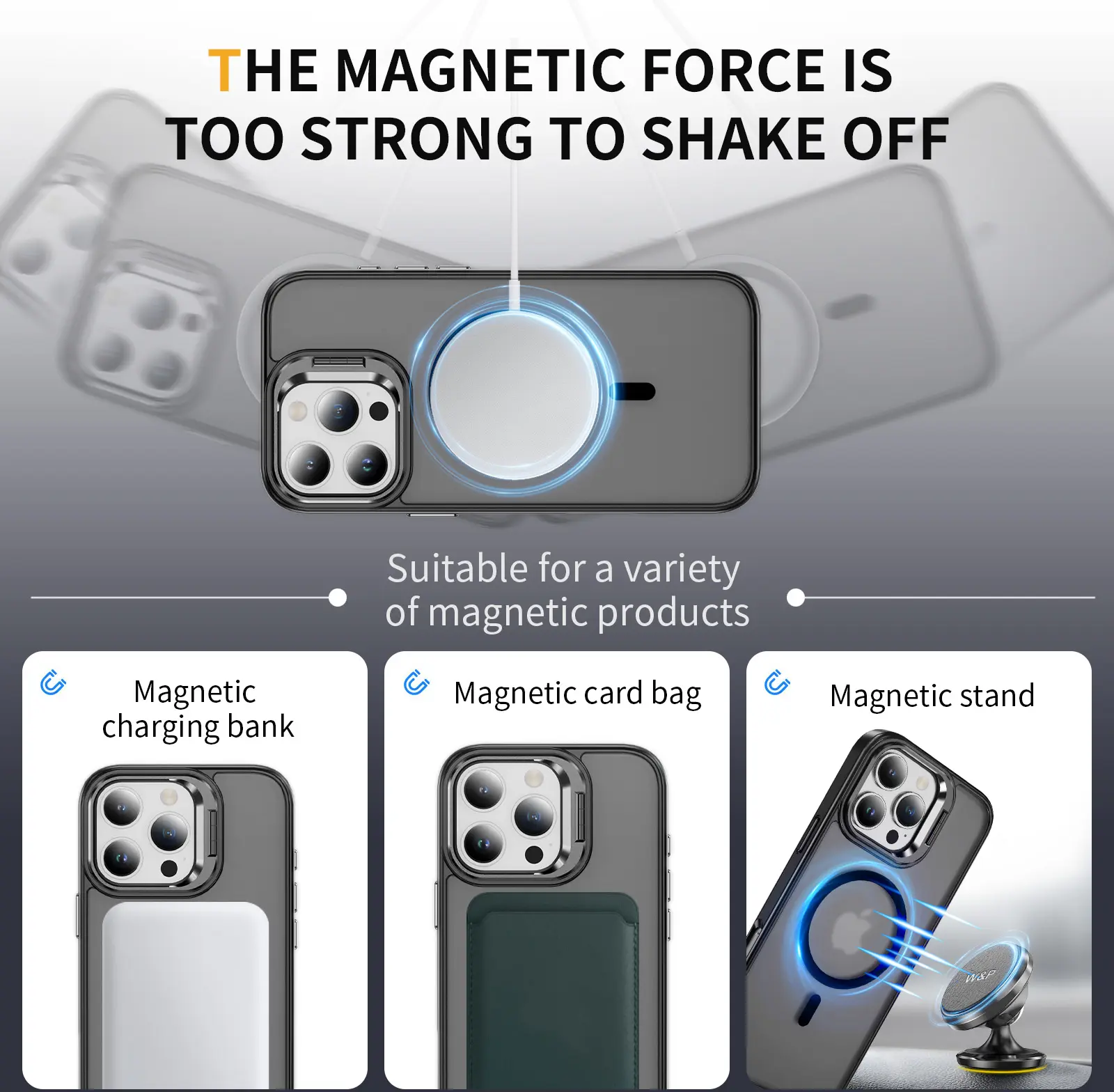 Apple iPhone 16 Pro Hoesje MagSafe Back Cover met Camera Stand Zwart afbeelding 6