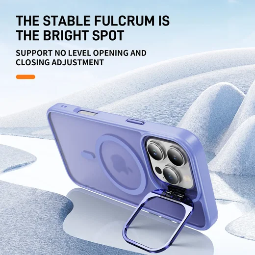 Apple iPhone 16 Pro Hoesje MagSafe Back Cover met Camera Stand Licht Paars afbeelding 2