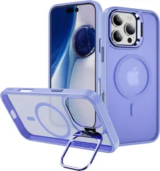Apple iPhone 16 Pro Hoesje MagSafe Back Cover met Camera Stand Licht Paars afbeelding