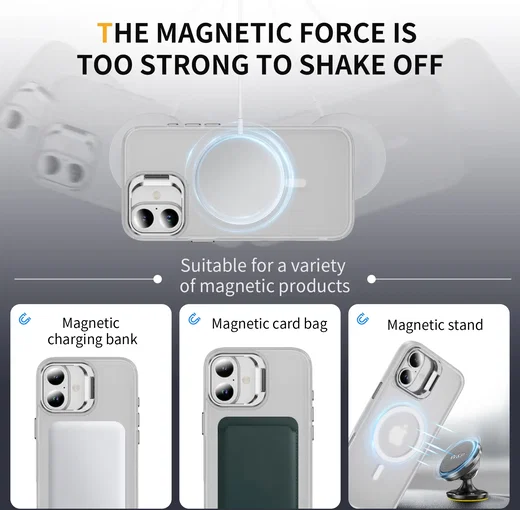 Apple iPhone 16 Plus Hoesje MagSafe Back Cover met Camera Stand Transparant afbeelding 5